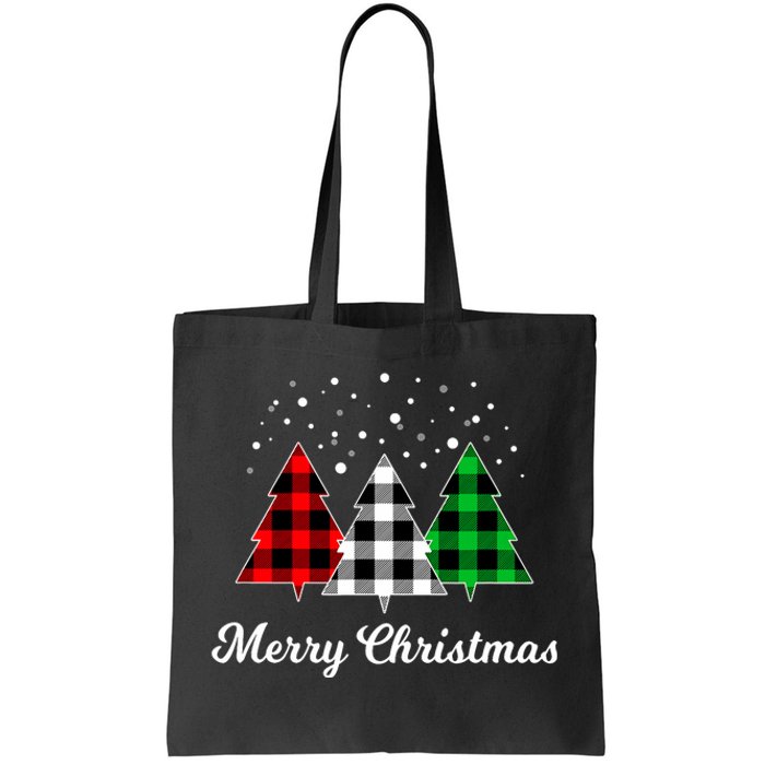 Christmas Tree Plaid Christmas Tree Merry Christmas Tree Tote Bag