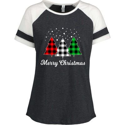 Christmas Tree Plaid Christmas Tree Merry Christmas Tree Enza Ladies Jersey Colorblock Tee