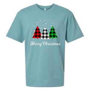 Christmas Tree Plaid Christmas Tree Merry Christmas Tree Sueded Cloud Jersey T-Shirt