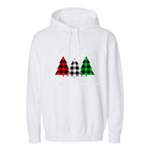 Christmas Tree Plaid Christmas Tree Merry Christmas Tree Garment-Dyed Fleece Hoodie