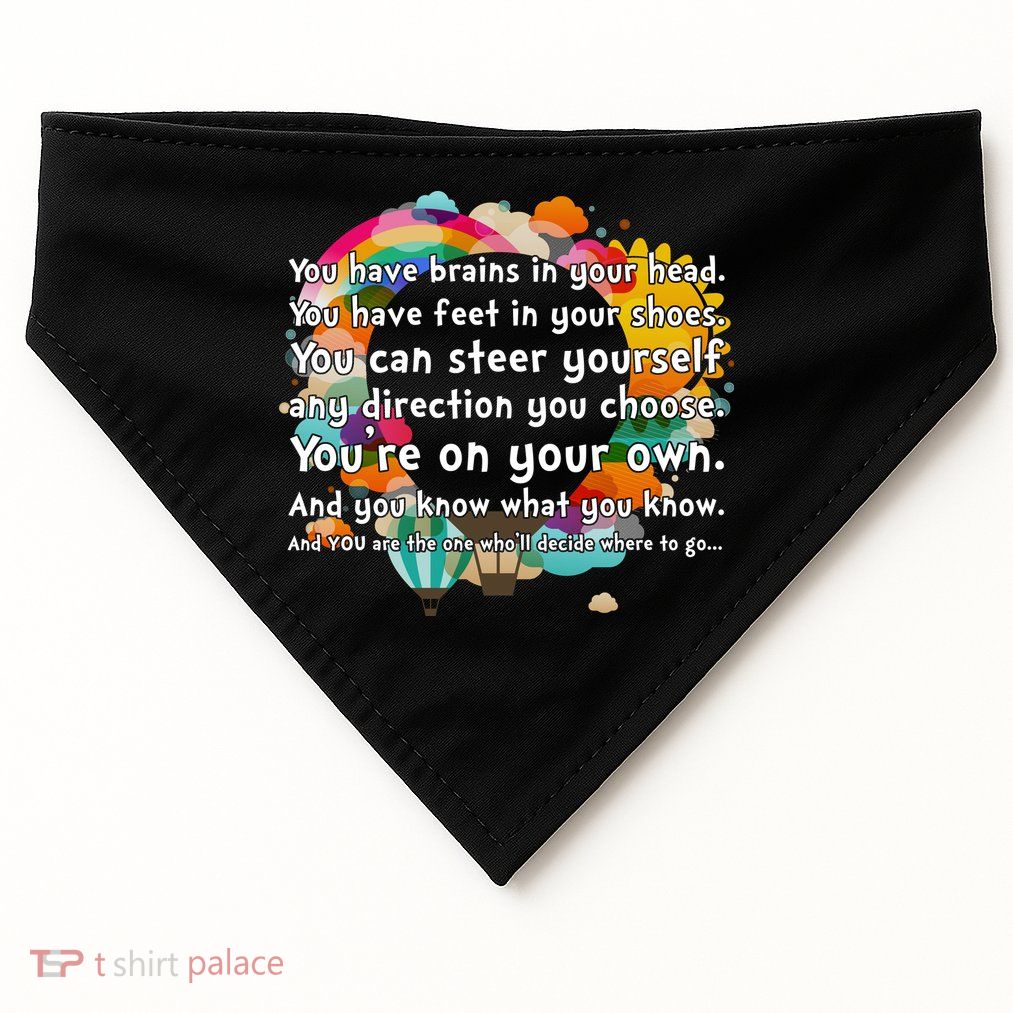 Cute The Places You'll Go Reading Book Fan USA-Made Doggie Bandana