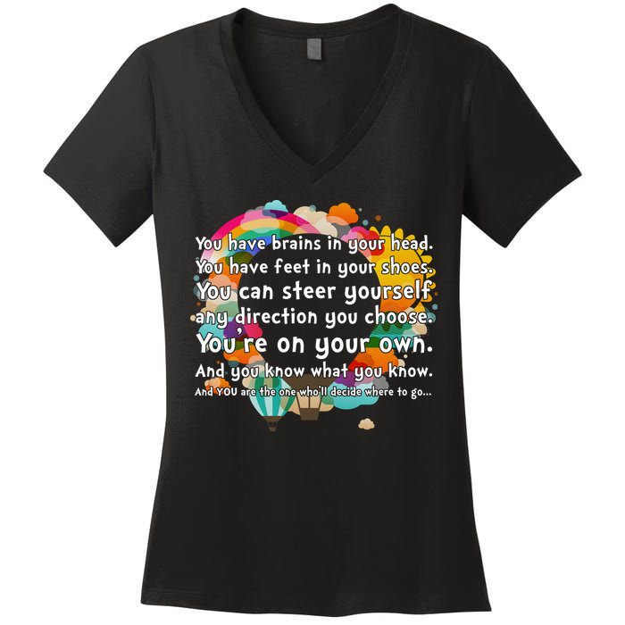 Cute The Places You'll Go Reading Book Fan Women's V-Neck T-Shirt