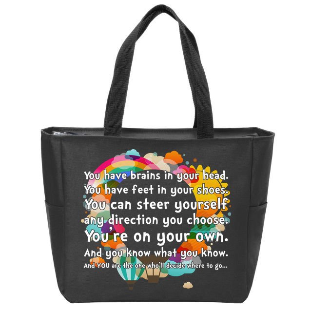 Cute The Places You'll Go Reading Book Fan Zip Tote Bag