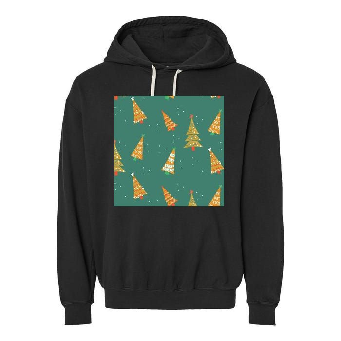 Christmas Trees Pattern Garment-Dyed Fleece Hoodie