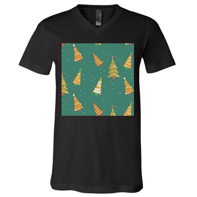 Christmas Trees Pattern V-Neck T-Shirt