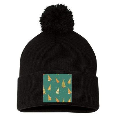 Christmas Trees Pattern Pom Pom 12in Knit Beanie