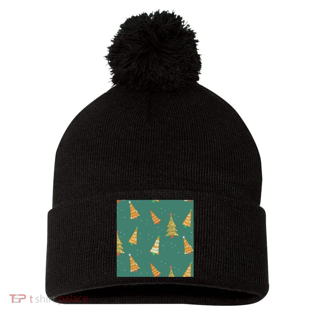 Christmas Trees Pattern Pom Pom 12in Knit Beanie