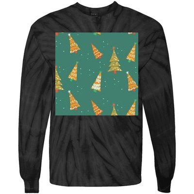 Christmas Trees Pattern Tie-Dye Long Sleeve Shirt