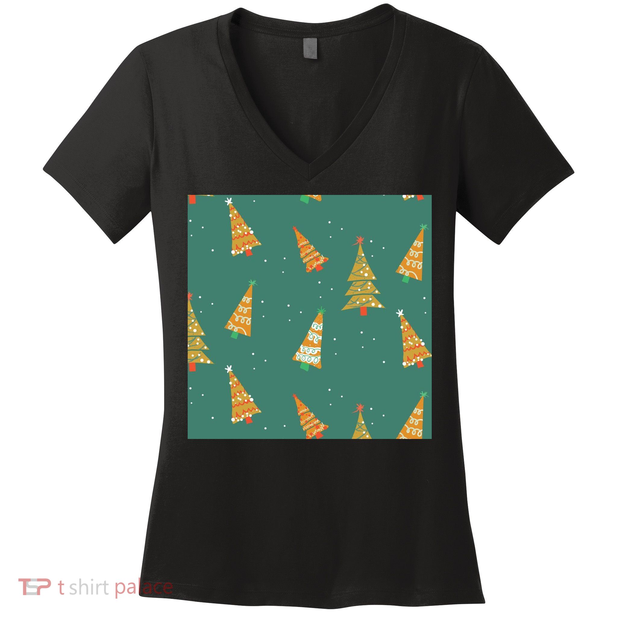 Christmas Trees Pattern Women's V-Neck T-Shirt