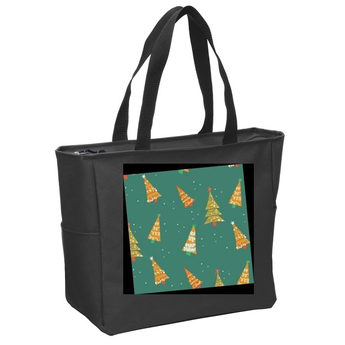 Christmas Trees Pattern Zip Tote Bag