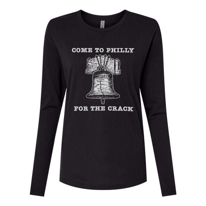 Come To P.H.I.L.L.Y For The Crack Liberty Bell Womens Cotton Relaxed Long Sleeve T-Shirt