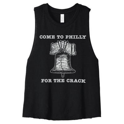 Come To P.H.I.L.L.Y For The Crack Liberty Bell Women's Racerback Cropped Tank