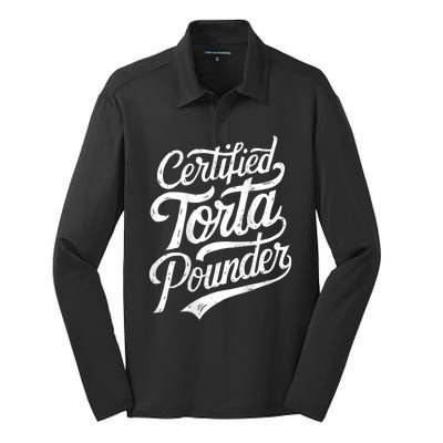 Certified Torta Pounder Funny Torta Pounder On Back Silk Touch Performance Long Sleeve Polo