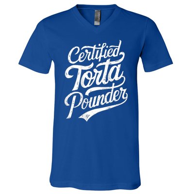 Certified Torta Pounder Funny Torta Pounder On Back V-Neck T-Shirt