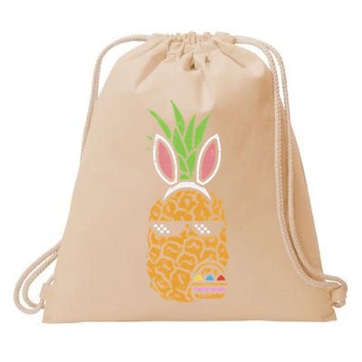 Cool Thug Pineapple Easter Bunny Eggs Fruit Lover Gift Drawstring Bag