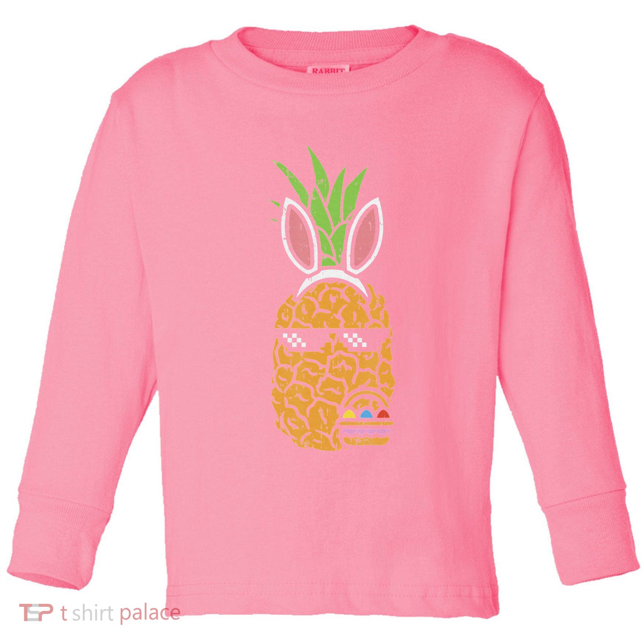 Cool Thug Pineapple Easter Bunny Eggs Fruit Lover Gift Toddler Long Sleeve Shirt