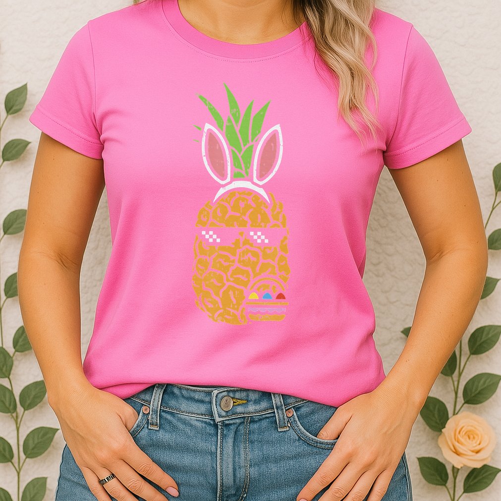 Cool Thug Pineapple Easter Bunny Eggs Fruit Lover Gift Womens T-Shirt