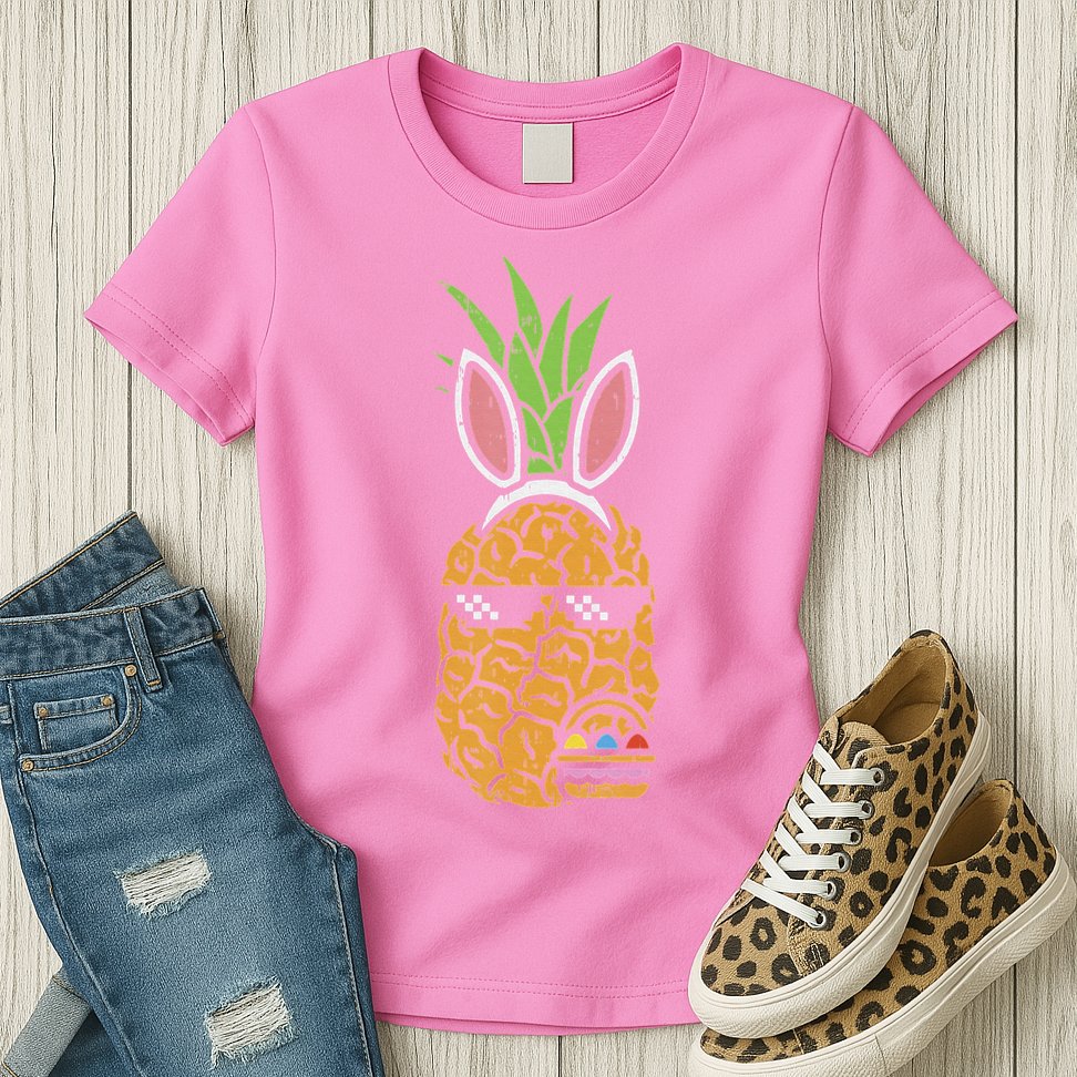 Cool Thug Pineapple Easter Bunny Eggs Fruit Lover Gift Womens T-Shirt