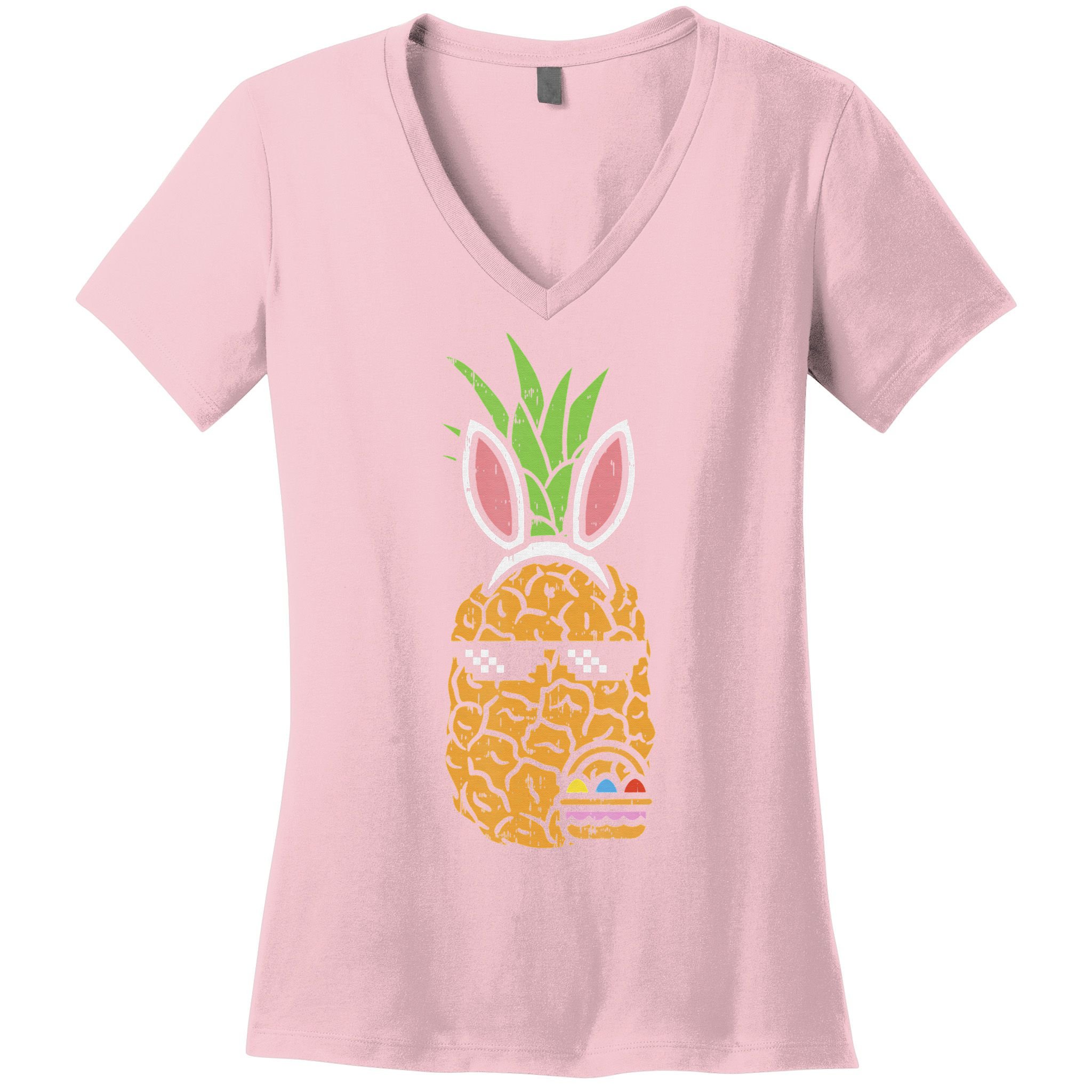 Cool Thug Pineapple Easter Bunny Eggs Fruit Lover Gift Women's V-Neck T-Shirt