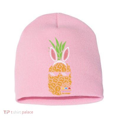 Cool Thug Pineapple Easter Bunny Eggs Fruit Lover Gift Short Acrylic Beanie