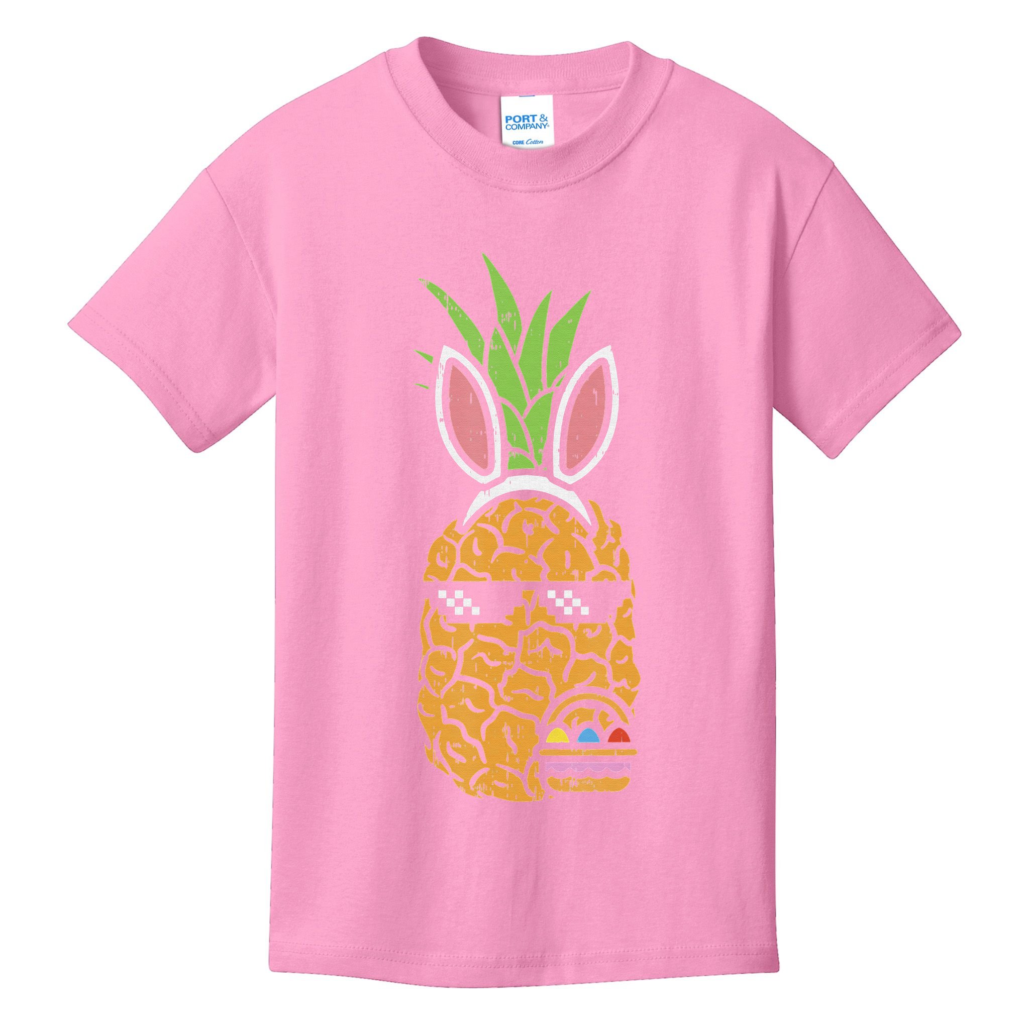 Cool Thug Pineapple Easter Bunny Eggs Fruit Lover Gift Kids T-Shirt