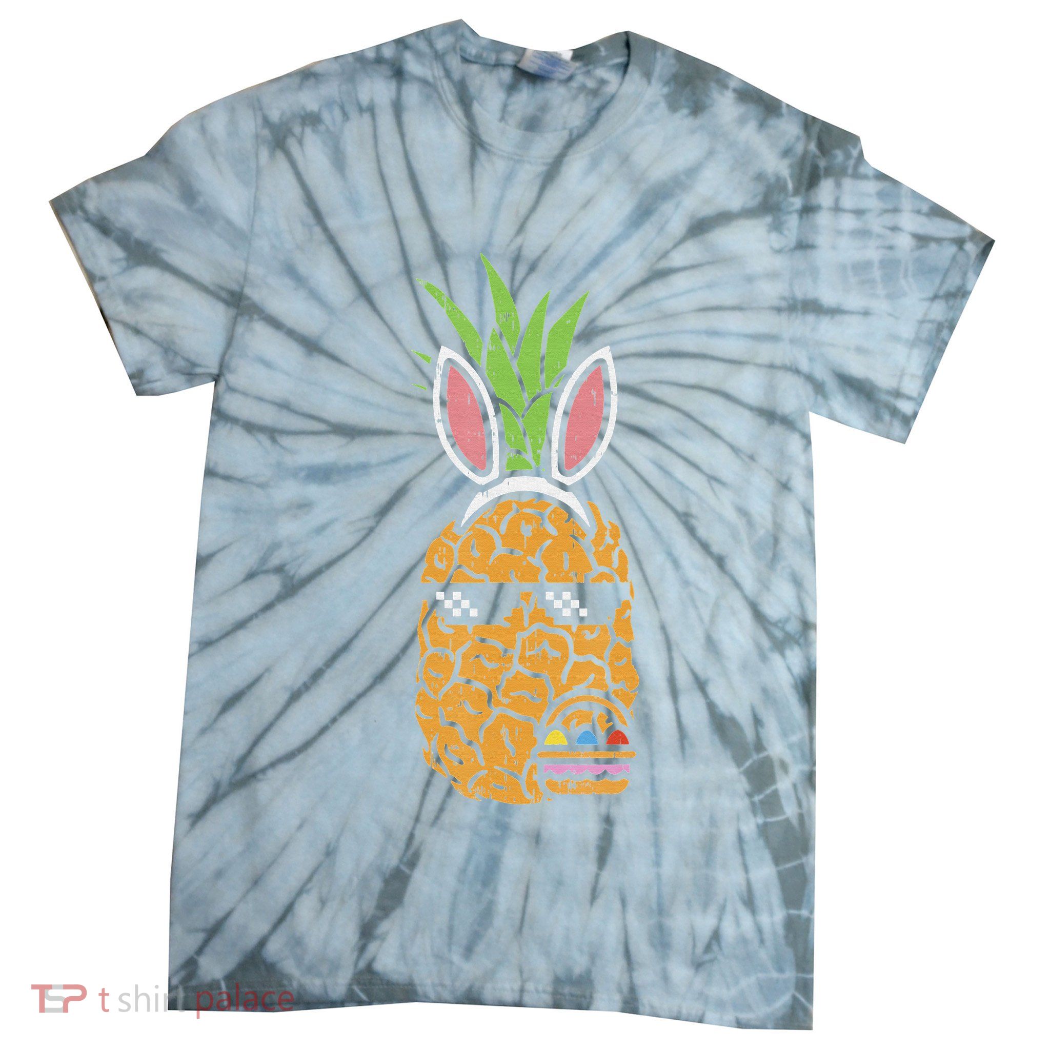 Cool Thug Pineapple Easter Bunny Eggs Fruit Lover Gift Tie-Dye T-Shirt