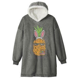 Cool Thug Pineapple Easter Bunny Eggs Fruit Lover Gift Hooded Wearable Blanket