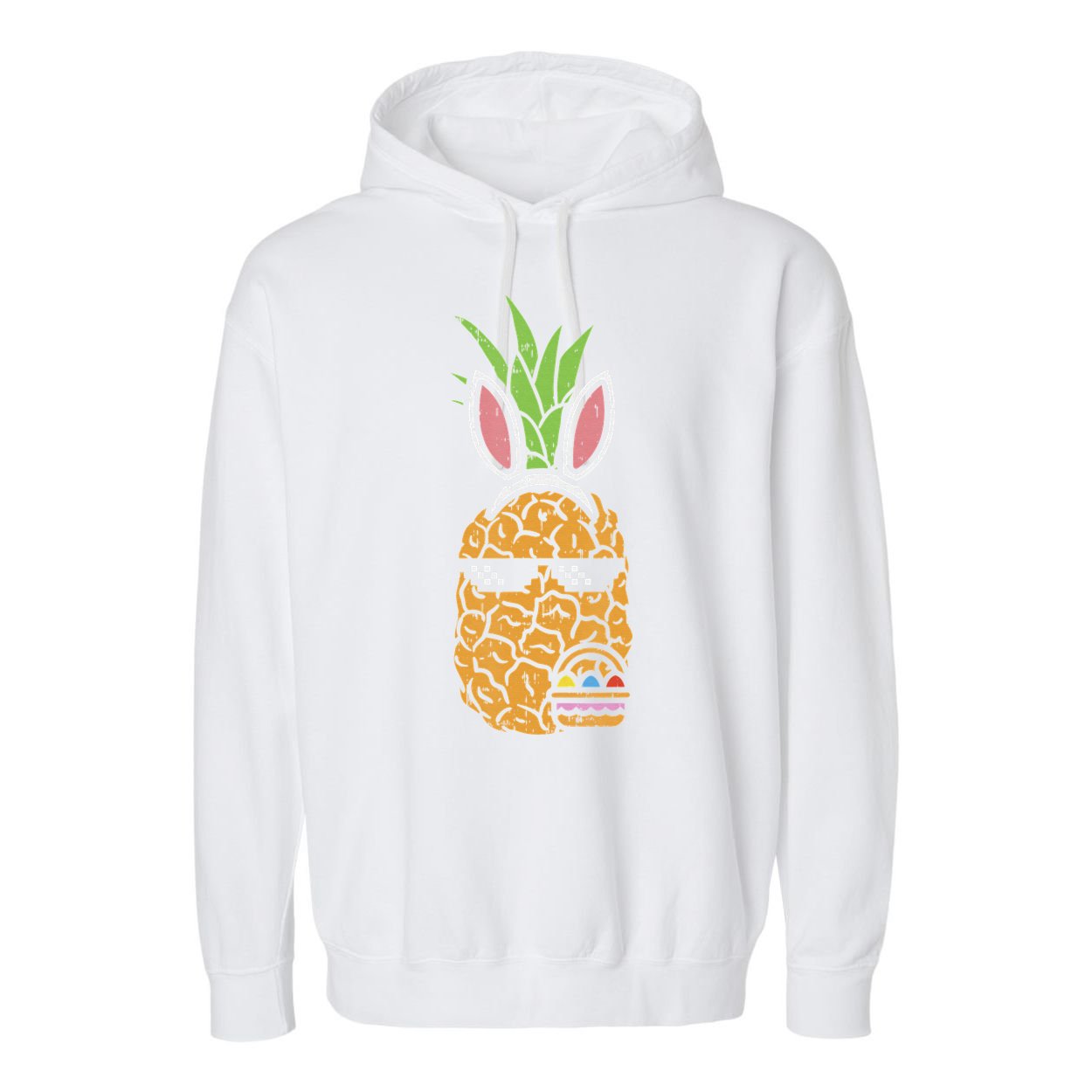 Cool Thug Pineapple Easter Bunny Eggs Fruit Lover Gift Garment-Dyed Fleece Hoodie