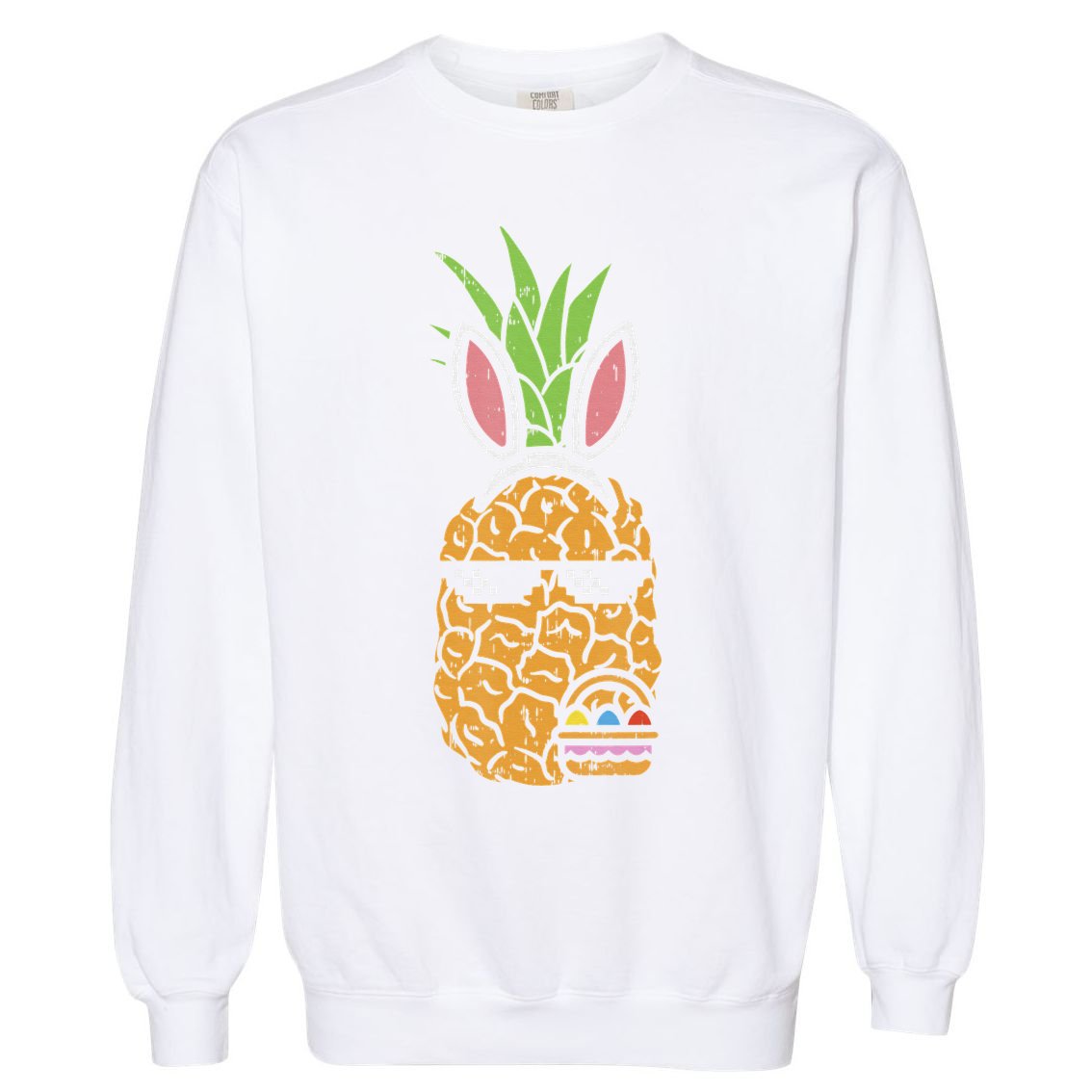 Cool Thug Pineapple Easter Bunny Eggs Fruit Lover Gift Garment-Dyed Sweatshirt