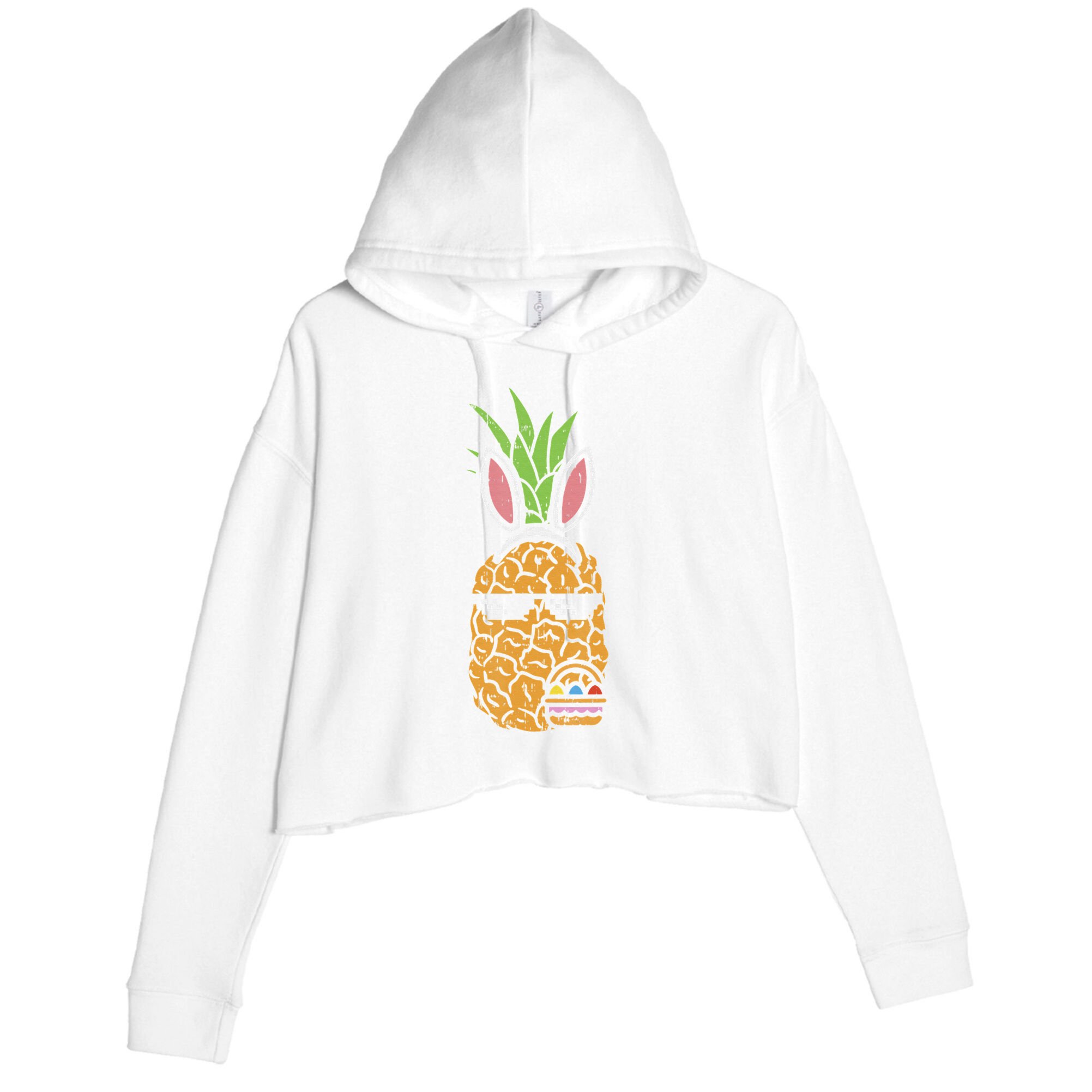 Cool Thug Pineapple Easter Bunny Eggs Fruit Lover Gift Crop Fleece Hoodie