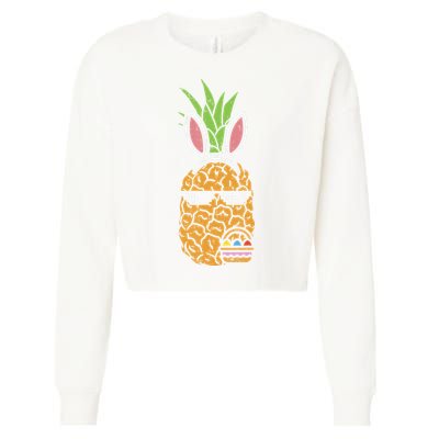 Cool Thug Pineapple Easter Bunny Eggs Fruit Lover Gift Cropped Pullover Crew