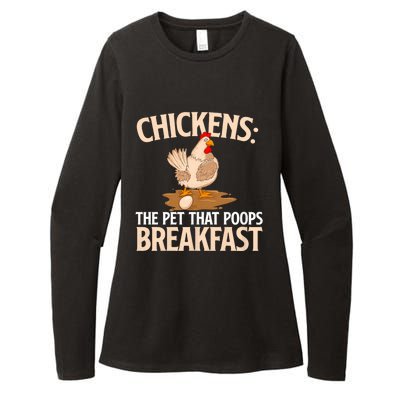 Chickens The Pet That Poops Breakfast Chicken Lover Farmer Womens CVC Long Sleeve Shirt