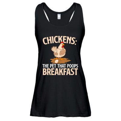 Chickens The Pet That Poops Breakfast Chicken Lover Farmer Ladies Essential Flowy Tank