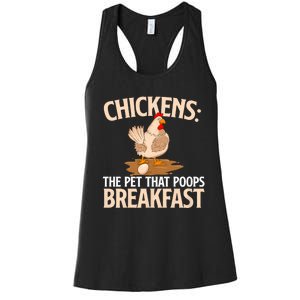 Chickens The Pet That Poops Breakfast Chicken Lover Farmer Women's Racerback Tank