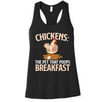 Chickens The Pet That Poops Breakfast Chicken Lover Farmer Women's Racerback Tank