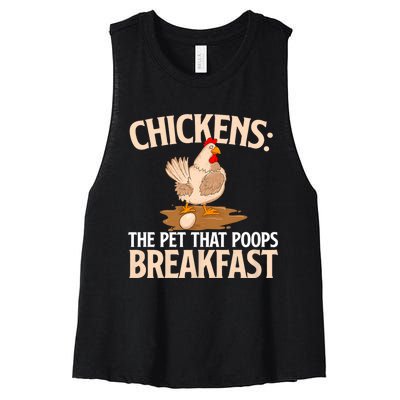 Chickens The Pet That Poops Breakfast Chicken Lover Farmer Women's Racerback Cropped Tank