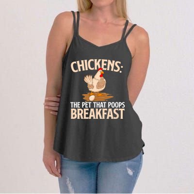 Chickens The Pet That Poops Breakfast Chicken Lover Farmer Women's Strappy Tank