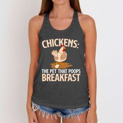 Chickens The Pet That Poops Breakfast Chicken Lover Farmer Women's Knotted Racerback Tank