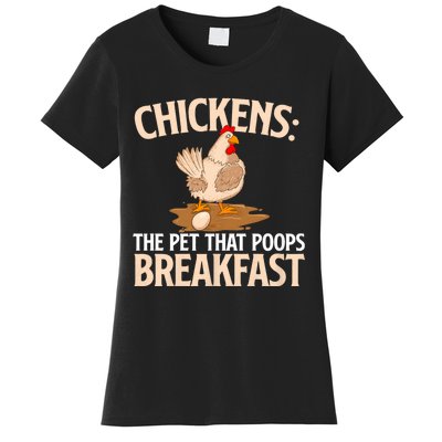 Chickens The Pet That Poops Breakfast Chicken Lover Farmer Women's T-Shirt