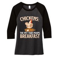 Chickens The Pet That Poops Breakfast Chicken Lover Farmer Women's Tri-Blend 3/4-Sleeve Raglan Shirt