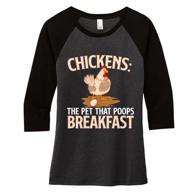 Chickens The Pet That Poops Breakfast Chicken Lover Farmer Women's Tri-Blend 3/4-Sleeve Raglan Shirt