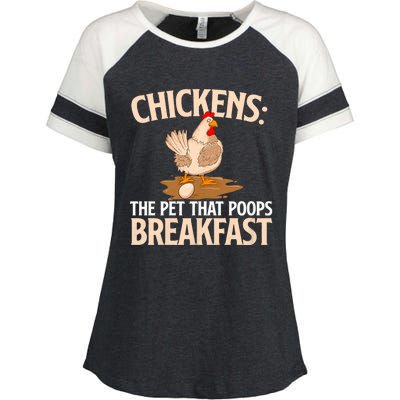 Chickens The Pet That Poops Breakfast Chicken Lover Farmer Enza Ladies Jersey Colorblock Tee