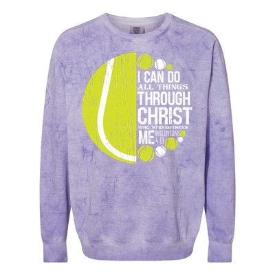 Christian Tennis Philippians 4:13 Gift Gift Colorblast Crewneck Sweatshirt