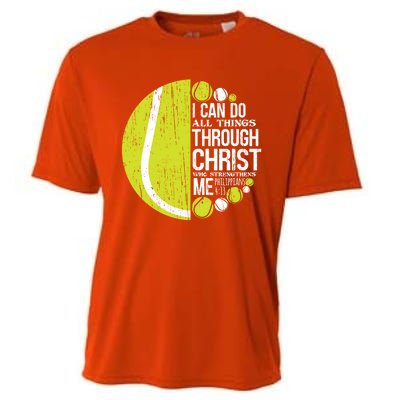 Christian Tennis Philippians 4:13 Gift Gift Cooling Performance Crew T-Shirt