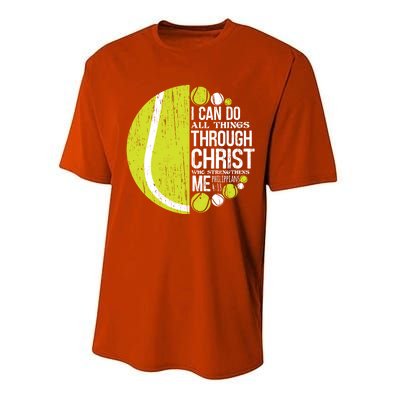 Christian Tennis Philippians 4:13 Gift Gift Performance Sprint T-Shirt