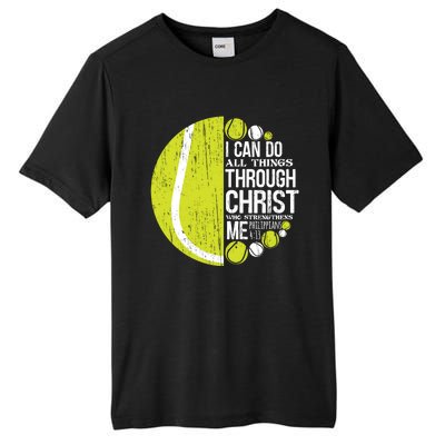 Christian Tennis Philippians 4:13 Gift Gift Tall Fusion ChromaSoft Performance T-Shirt