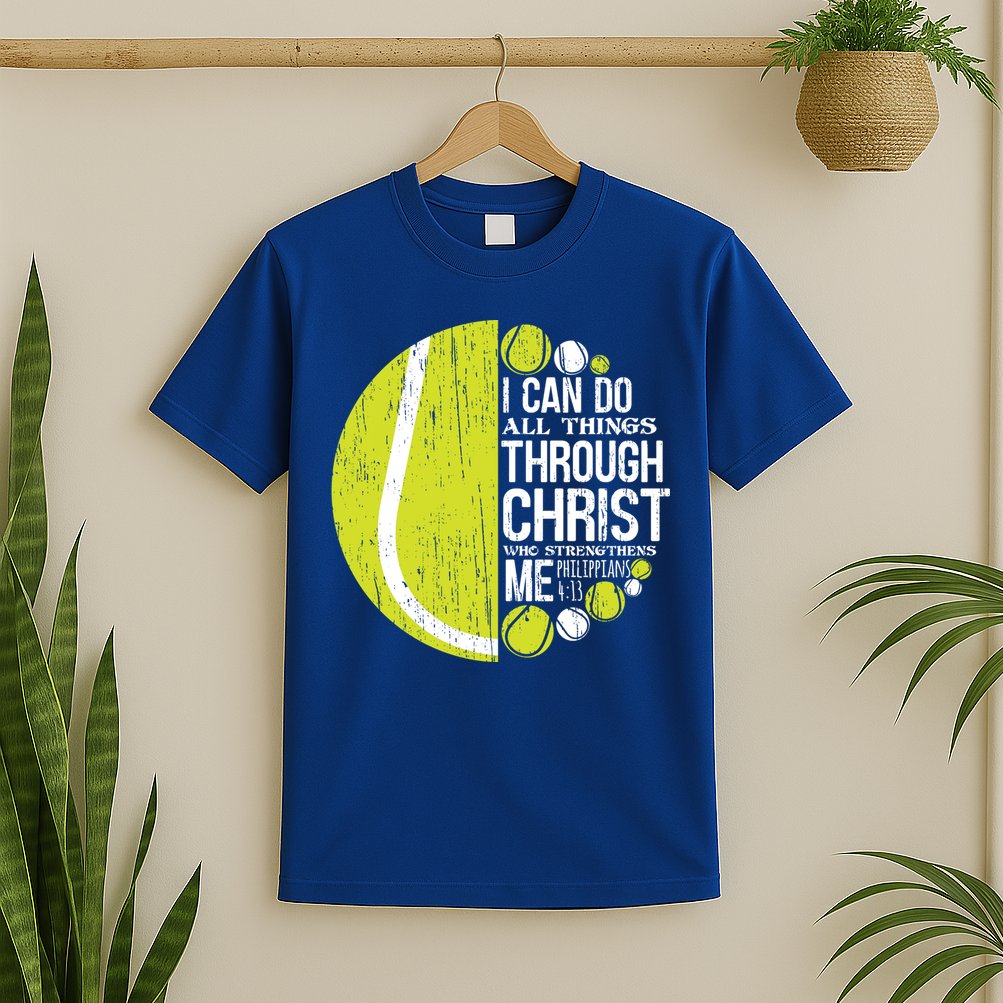 Christian Tennis Philippians 4:13 Gift Gift T-Shirt