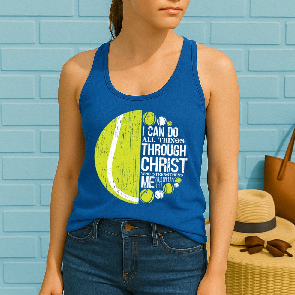 Christian Tennis Philippians 4:13 Gift Gift Womens Tank Top