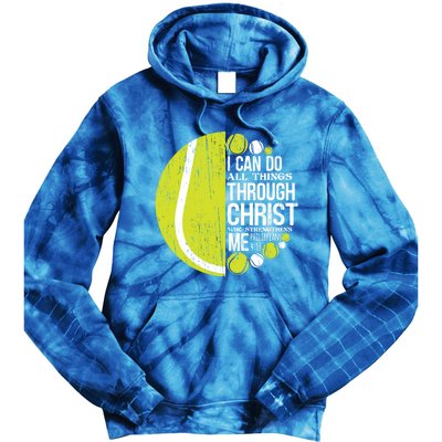 Christian Tennis Philippians 4:13 Gift Gift Tie Dye Hoodie