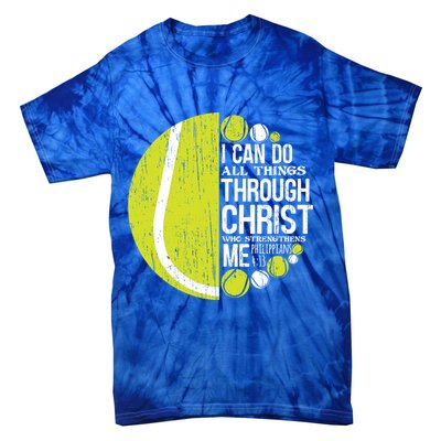 Christian Tennis Philippians 4:13 Gift Gift Tie-Dye T-Shirt